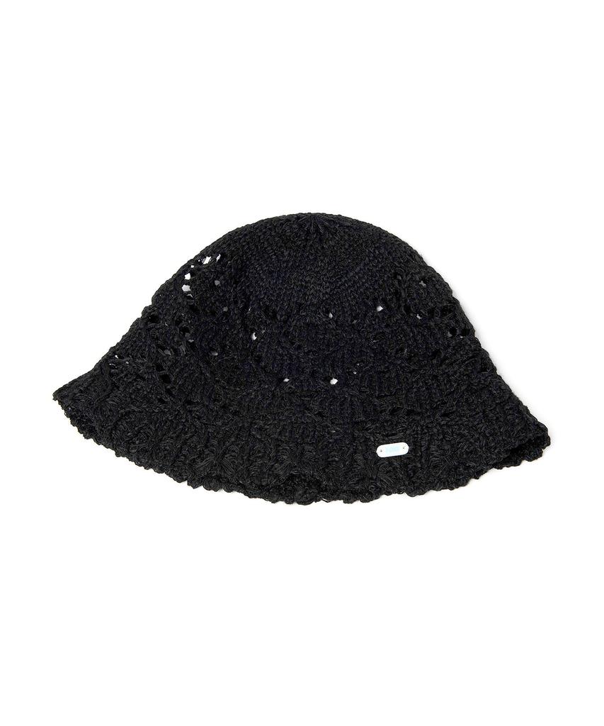 LEE Solid Cotton Lace Knit Hat Black
