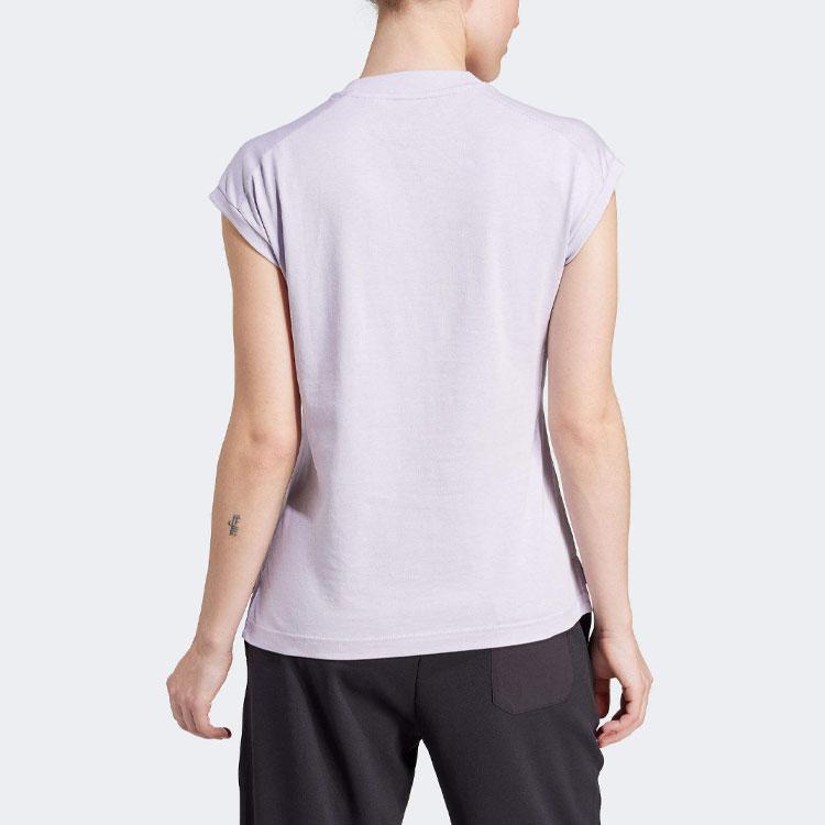 adidas Solid Color Outdoor Sports Crew Neck Short Sleeve T-Shirt Women T-Shirts Purple IN4623