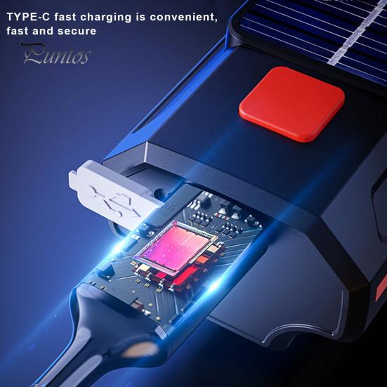 Universal Bike Front Light with Horn Multi-Functional Solar-Powered High Brightness Long-Range Illumination Bicycle Light