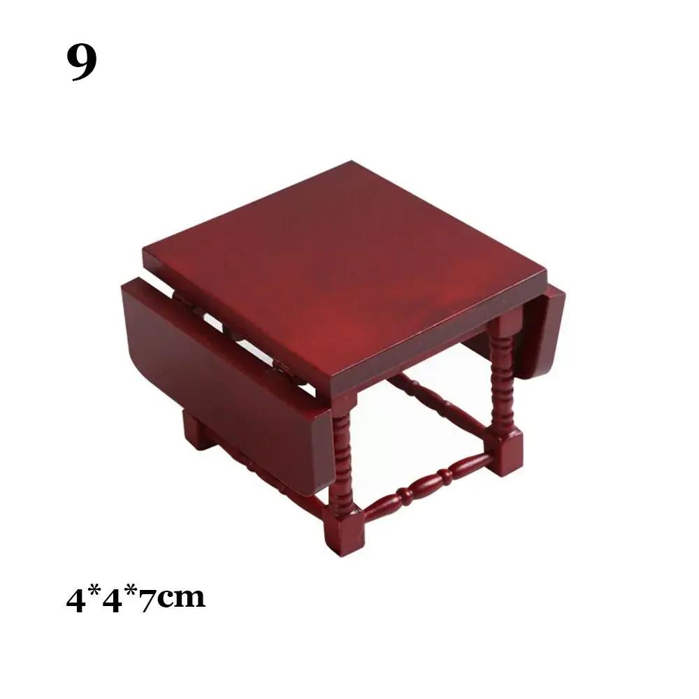 High Quality 1/11 Dollhouse Miniature Doll House Decoration Simulation Chair Table Furniture Toys Wooden Table