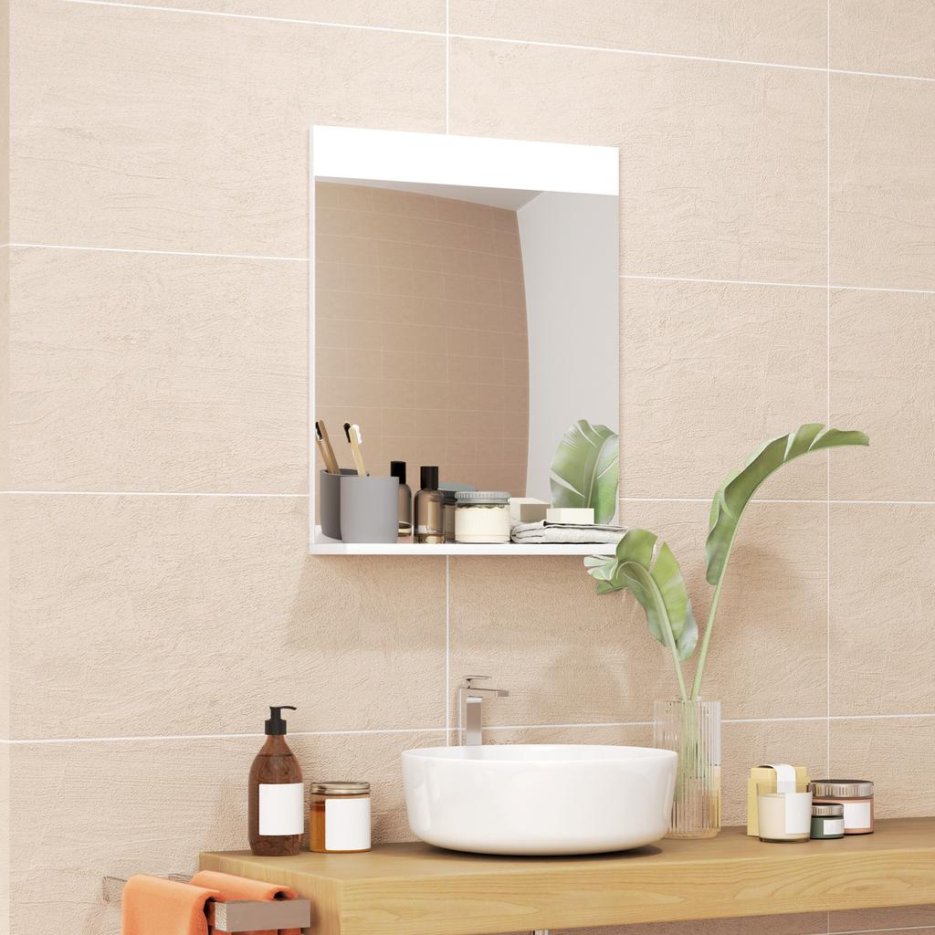 Bathroom Mirror Wall Mounted Mirror With Storage Shelf For Living Room Bedroom 50 X 12 X 60 Cm White