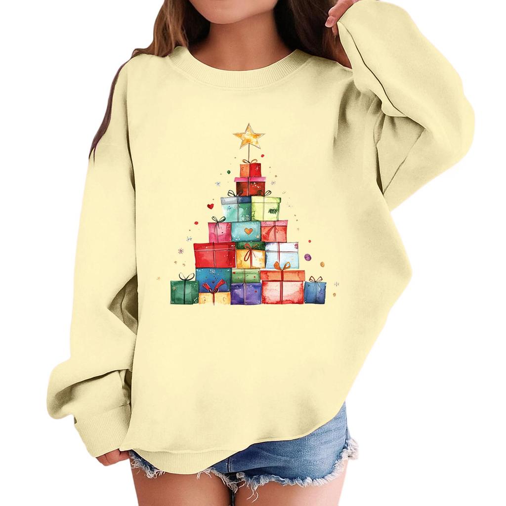 Children's Fashionable Casual Long-sleeved Loose Christmas Print Pullover Sweatshirt