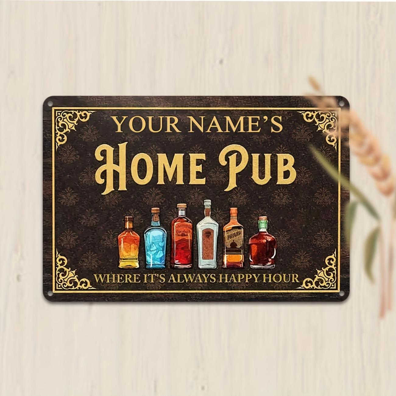 1pc Retro Metal Bar Sign Custom Name Aluminum Plaque Home Cafe Pub Wall Decor чёрный