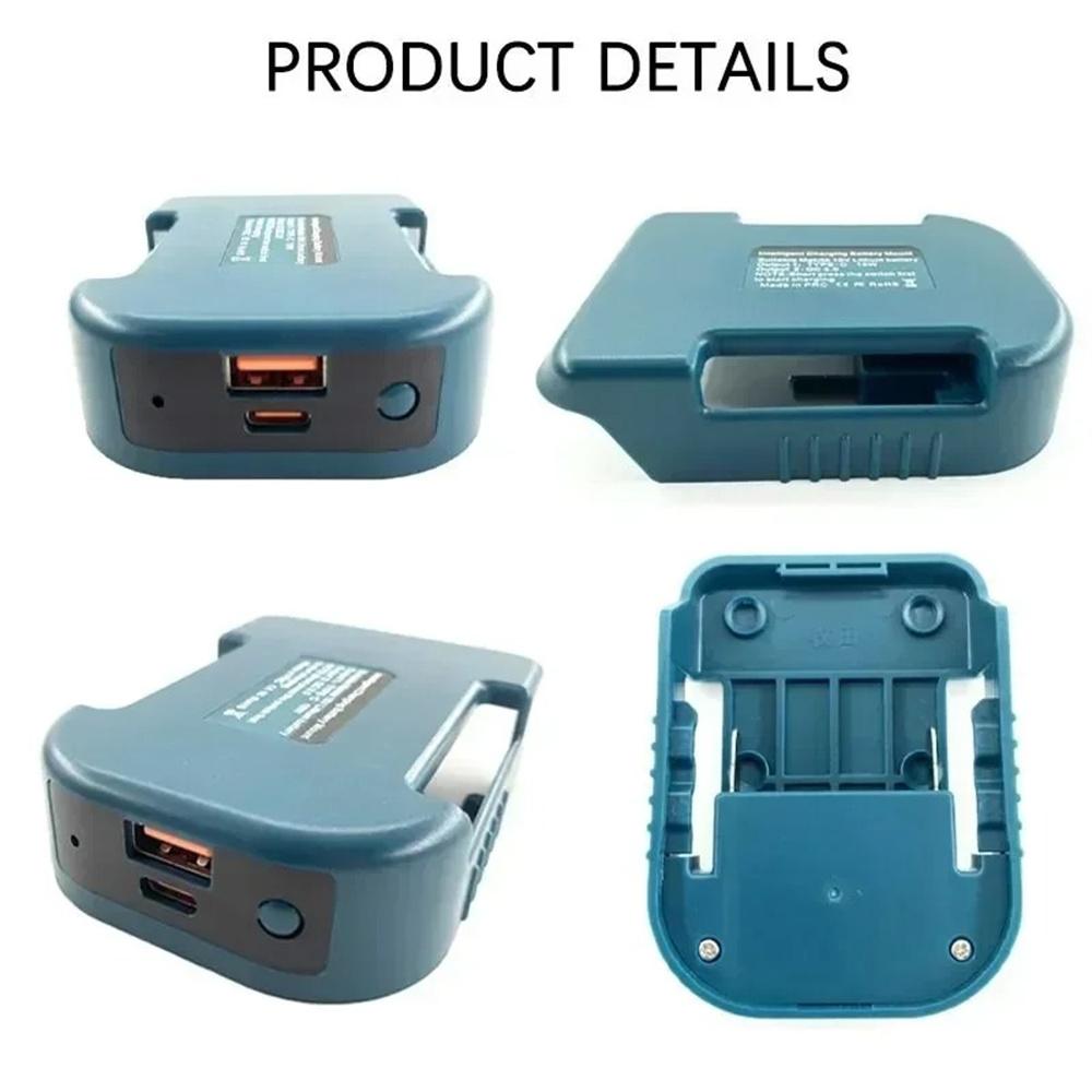 USB & Type-C Adaptér držáku baterie pro baterii Makita 18V BL1840 BL1850 BL1860