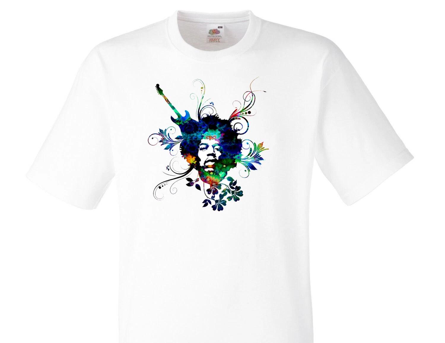 Jimi Hendrix Flowers Rock Music White T-Shirt -003-W- 3XL