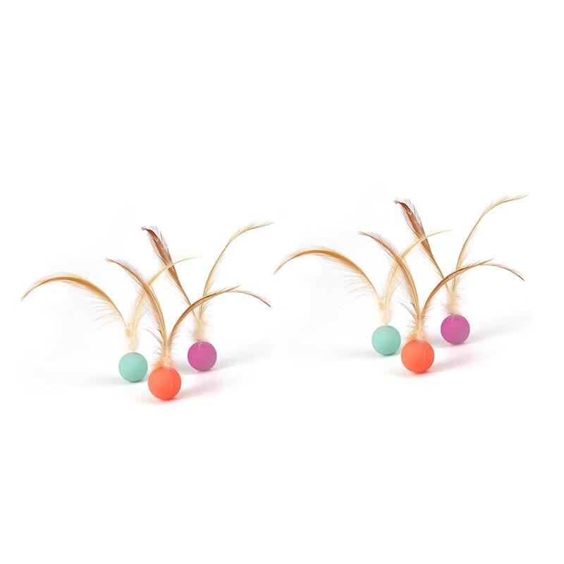 Feather Bouncy Cat Toy Balls