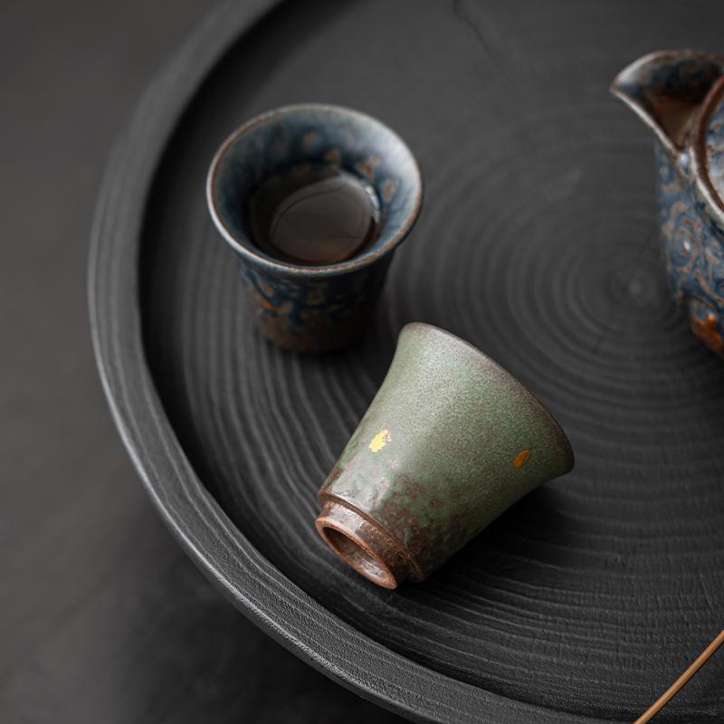50ML Old Rock Mud Handmade Tea Cup Tea Smelling Cup Gold Paint Decoration Tea Tasting Cup Kungfu Tea Set Chinese Retro Tea Cup