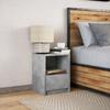 Nightstand with LED Lights Concrete Grey Wood Based Material