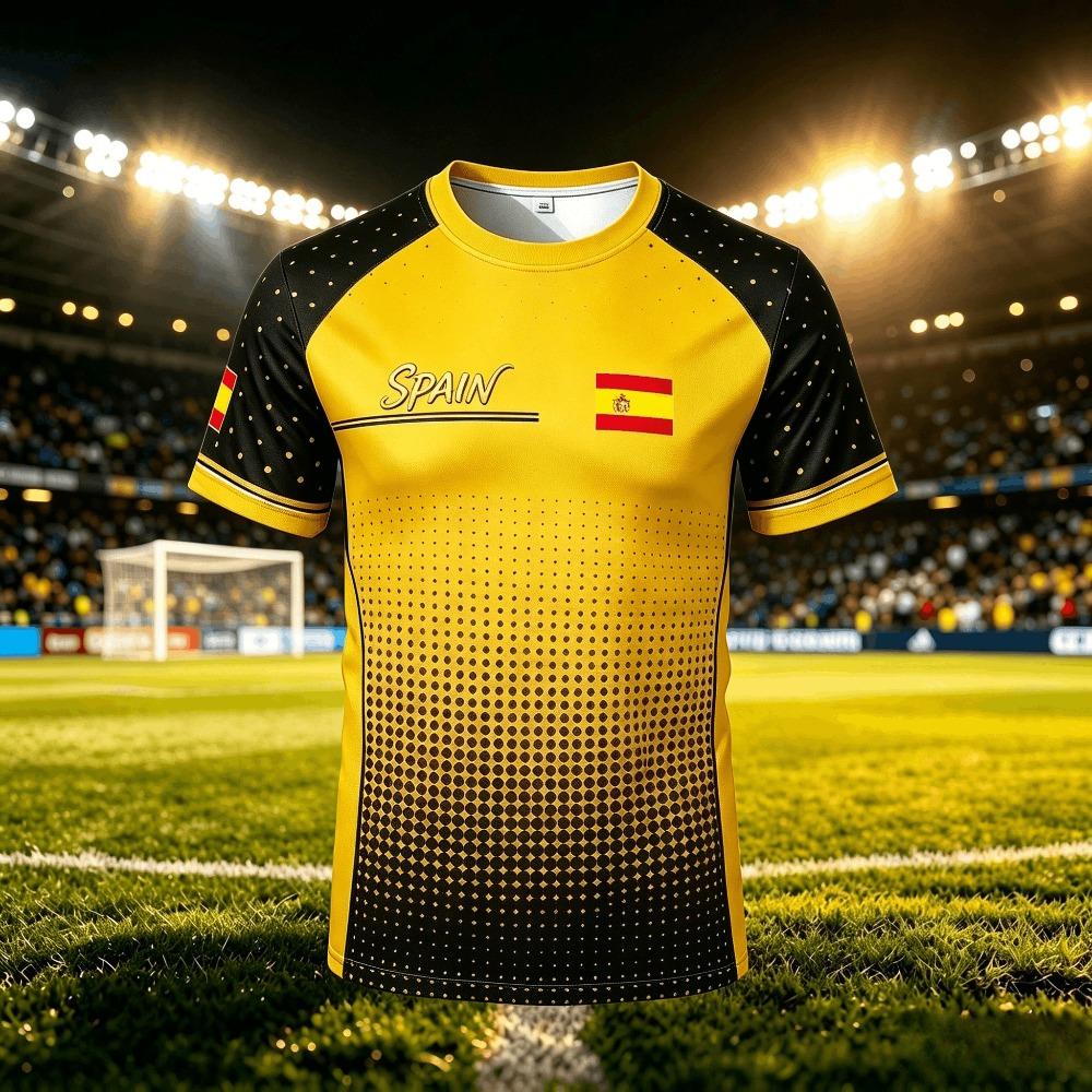 Summer Spain Flag Graphic Jersey Fashion Quick-drying Football T-shirt Men Women Sports Training Casual Breathable Kids T-shirts