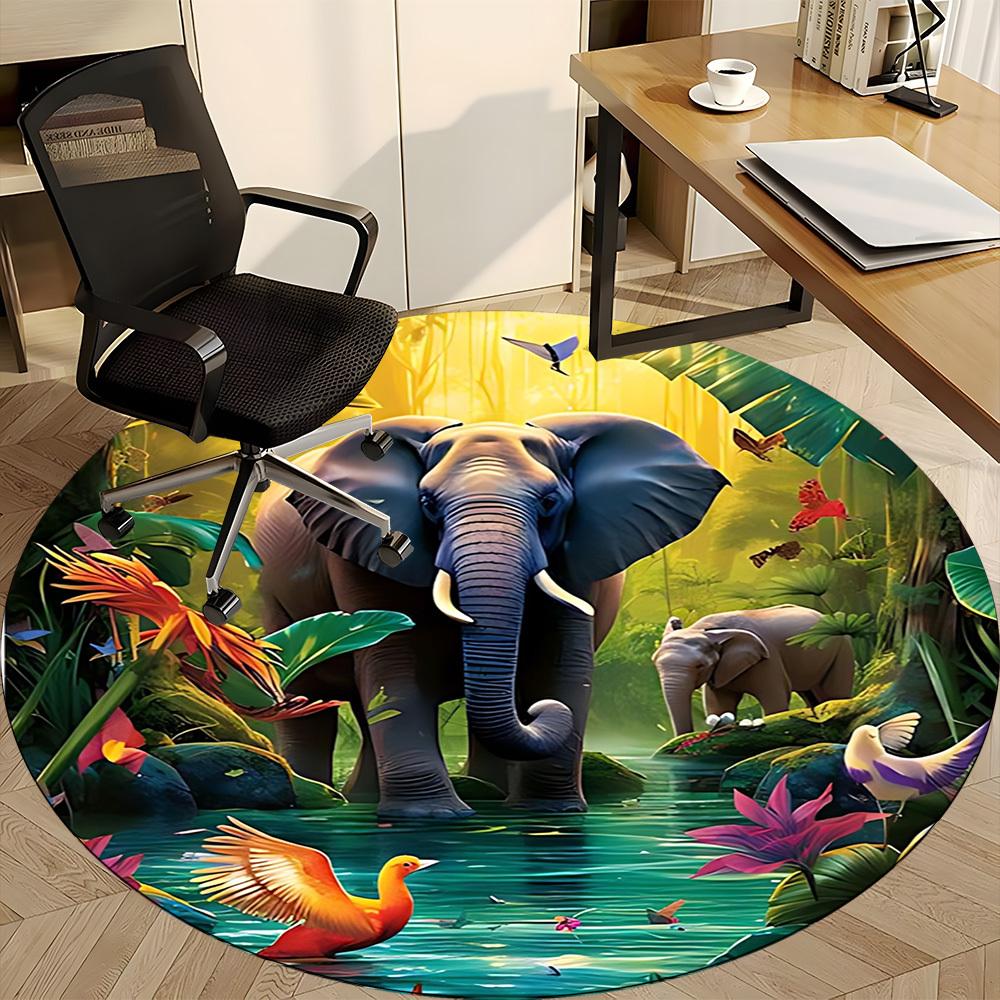 1pc Jungle Safari Print Chair Carpet for Office Non-Slip, Rug for Office, Room, Good Gift for Family or Friends,  yy251226154
