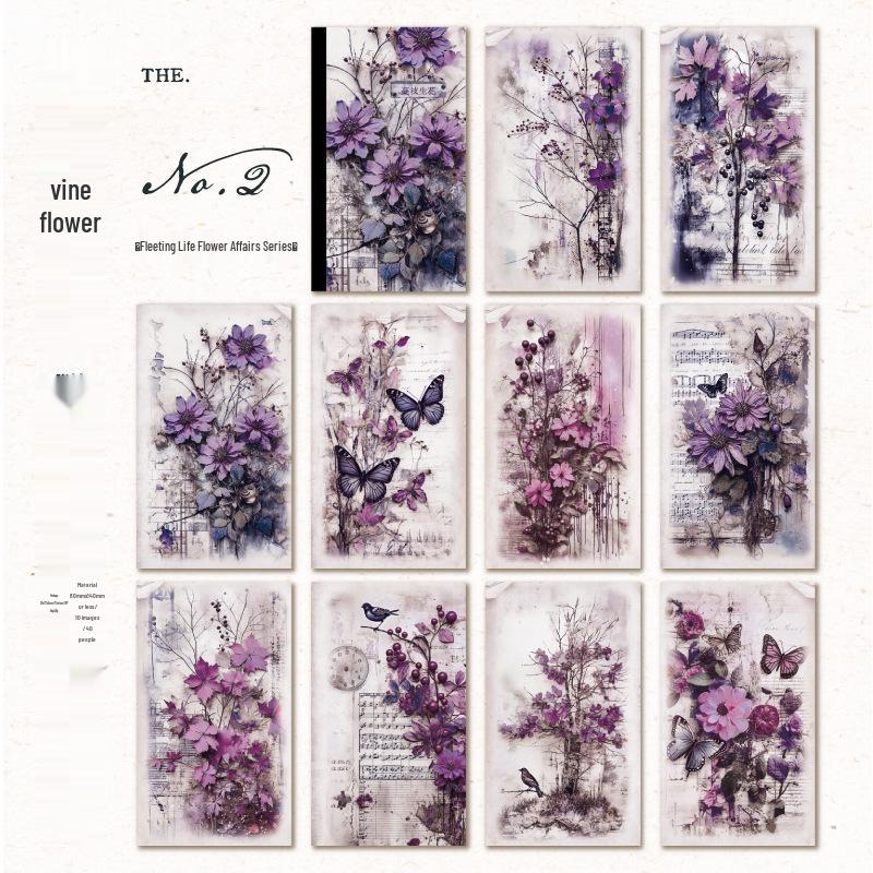 Yan Ji Retro Floral Butterfly Journal: Fleeting Life Series DIY Collage Sticky Notes No Size