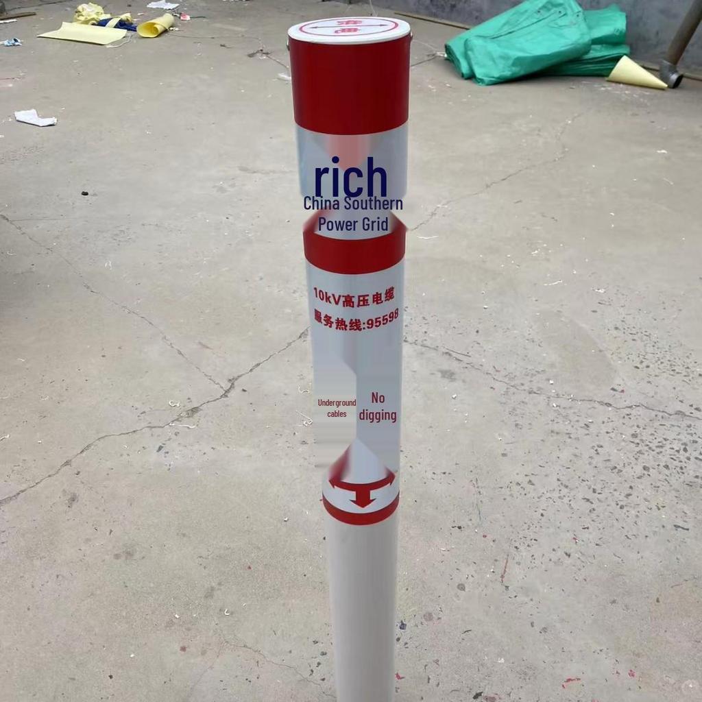 PVC Marker Post: Fiberglass Warning Sign for Power, Gas, Water, & Optical Cables