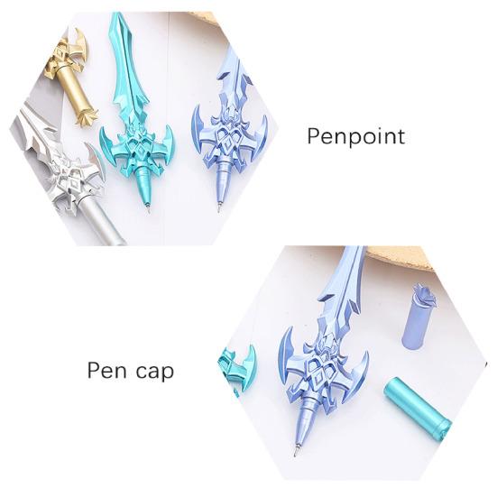 2Pcs Ancient Swords Shape Gel Pen with Black Ink Martial Arts