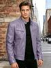 Men's slim-fit PU leather jacket stand-up collar locomotive jacket autumn and winter trend short jacket fashion casual leather jacket