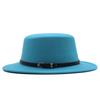 Hat Women's Woolen Top Hat Autumn and Winter Solid Color Retro Gentleman British Style Flat Top Belt Accessories Felt Hat