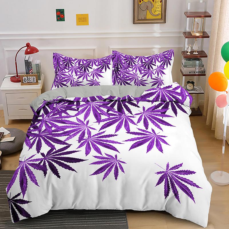 Ensemble de literie de luxe Feuilles d'herbe Nature verte 2/3 pièces Ensemble de housse de couette pour adulte Taille Simple Double King Queen Vêtements de lit Textile de maison UK Single 135x200cm
