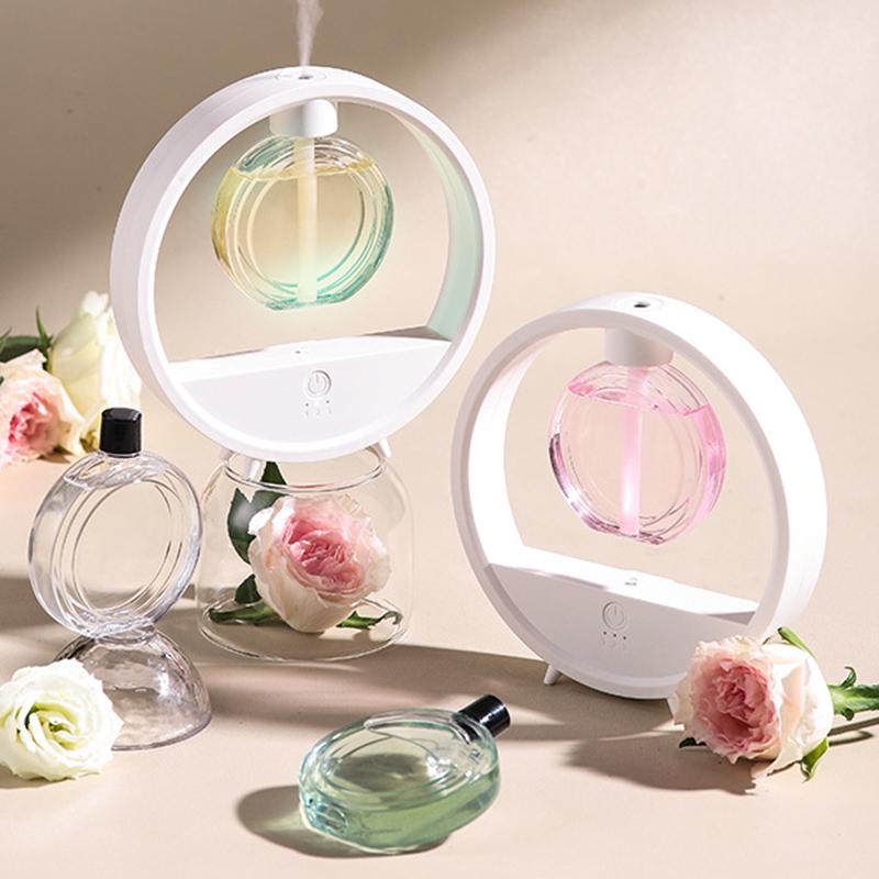 Cute Round Humidifier Aromatherapy Machine with LED Light Long-lasting Fragrance Aroma Diffuser Essential Oi Home Desktop Decor