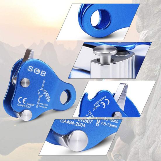 Fall Protection Self-locking Device Rope Clip Rustproof Corrosion Resistant High-Altitude Operation Mini Size Aluminum Magnesium Alloy Rope Clip