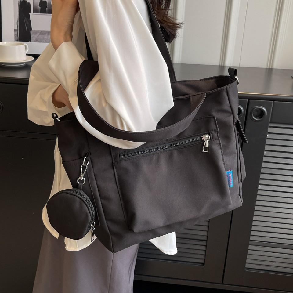 Simple Solid Color Large Capacity Women Casual Oxford Cloth Tote Bag For Daily Use