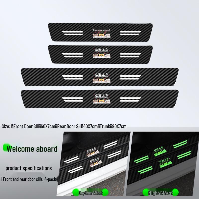 Compatible Door Sill Trim and Protective Anti-Stepping Stickers for Haval H6, M6, H9, Big Dog, First Love, and F7 - Glow-in-the-Dark Option Available.
