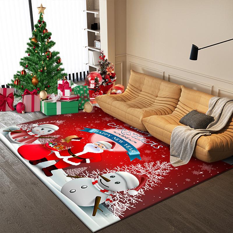 Tappeto di Natale Cartone Animato Babbo Natale Camera da Letto Comodino Soggiorno Area Divano Tappeto Grande Antiscivolo Tappetino per Pavimento Ingresso Zerbino