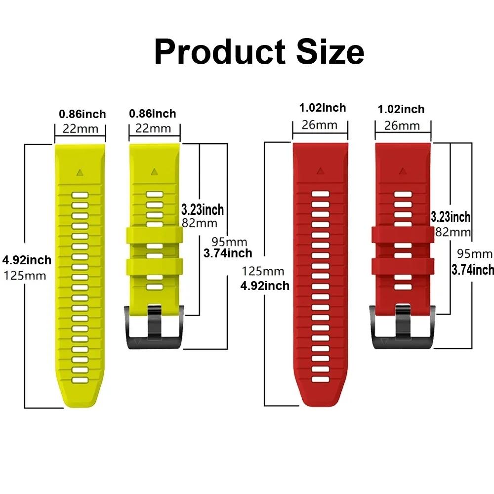 QuickFit 26/22MM Silikonový řemínek pro Garmin Fenix 7X 7 6X 6 Pro 5 5X Plus 3HR Approach S70 S62 S60 Řemínek Náramek Correa