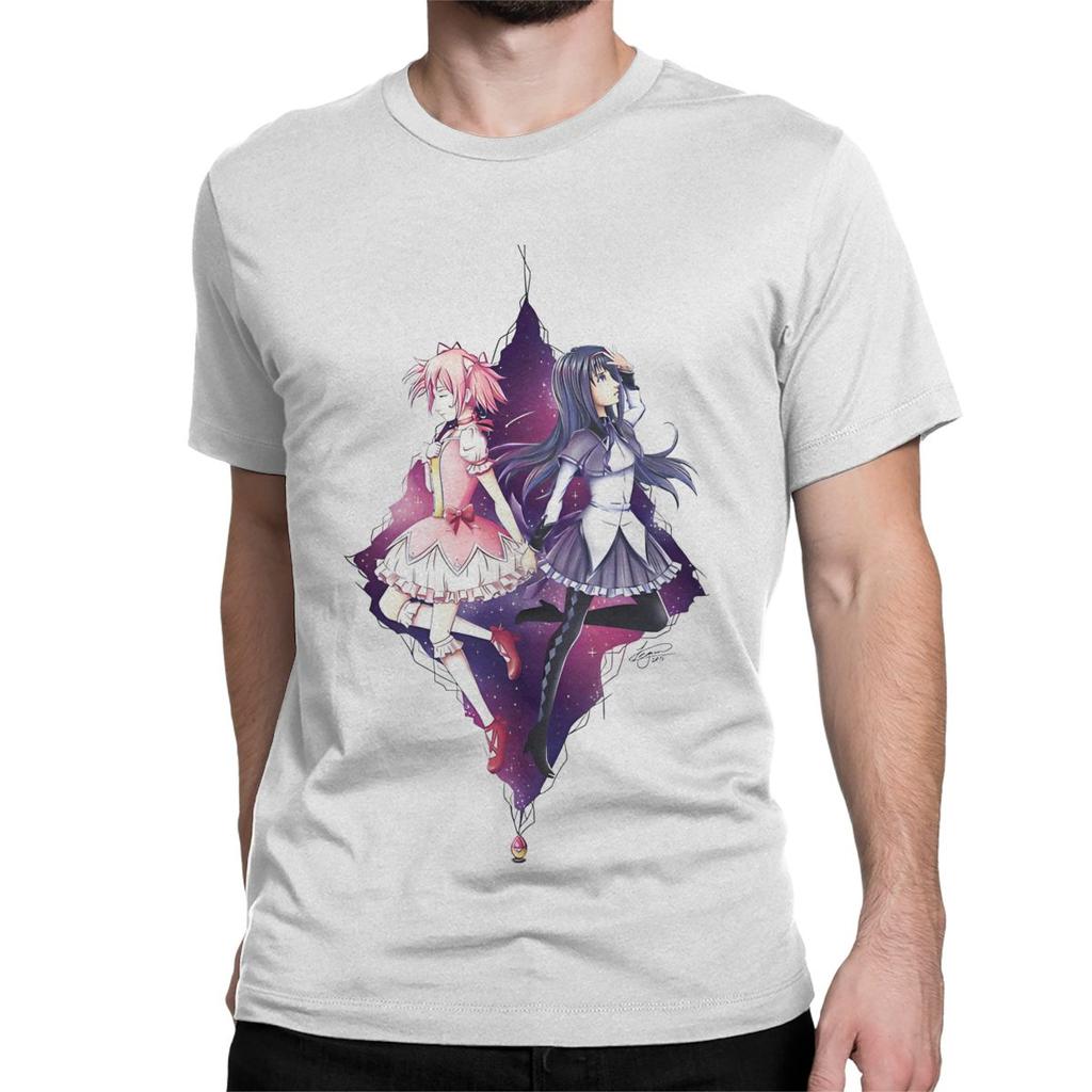Madoka And Homura Puella Magi Madoka Magica Men Women's T Shirt Anime Humorous Tees T-Shirt 100% Cotton Printed Clothing
