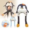 Thickened Penguin Ear Moving Hat Cartoon Fluffy Pullover Hat Creative Ear Protection Cap  Outdoor