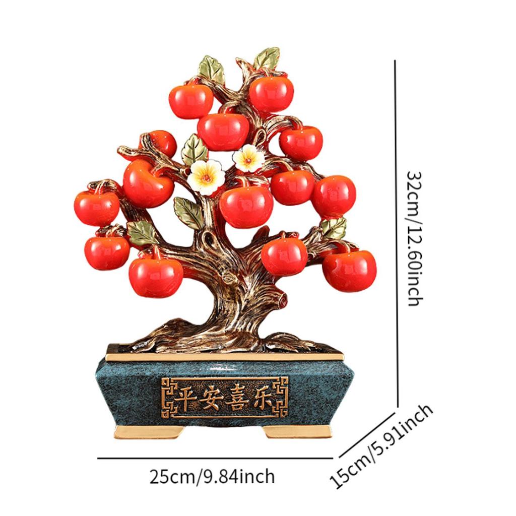 Persimmon Statue Feng Shui Figurine Sculpture Ornament Centerpiece Resin Blessing Decor Handmade