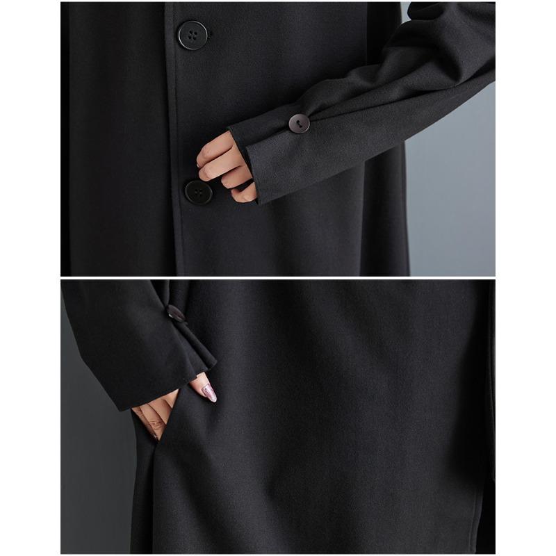 DIMANAF 2025 New Autumn Winter Plus Size Women Coats Jackets Long Sleeve Loose Casual Outerwear Vintage Black