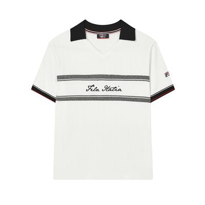 Color Block Striped Letter Print Casual Short Sleeve Knit Top Women Tops White F11W421405FWT