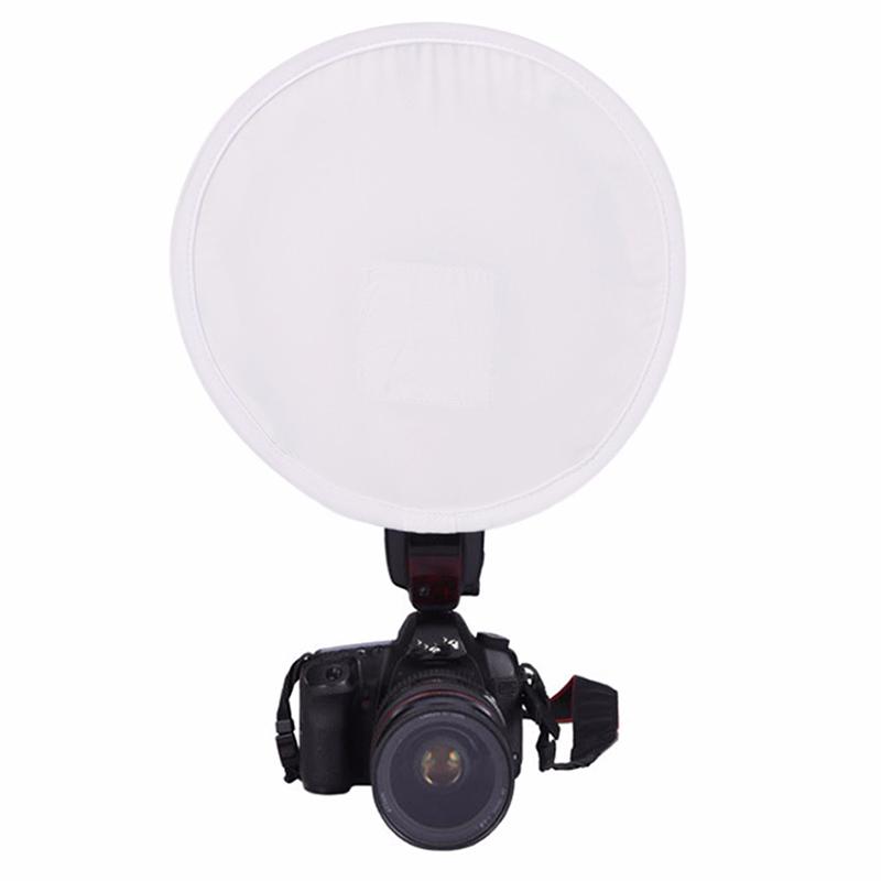30cm 2 In 1 Portable Round On-camera Flash Diffuser Softbox Gray Card White Balance Speedlite Light Modifier