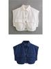 Women's Patchwork Irregular Polo Collar Denim Cardigan Top