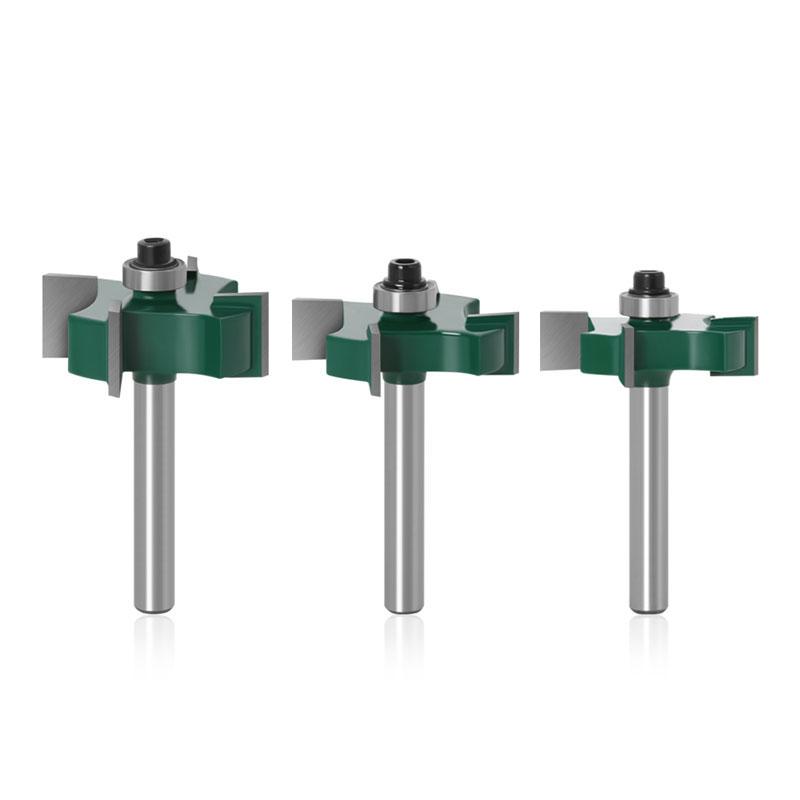 4 Edge T Type Bearings Wood Milling Cutter Industrial Grade Rabbeting Bit Woodworking Tool Router Bits for Wood  6mm 1/4 Inch Shank