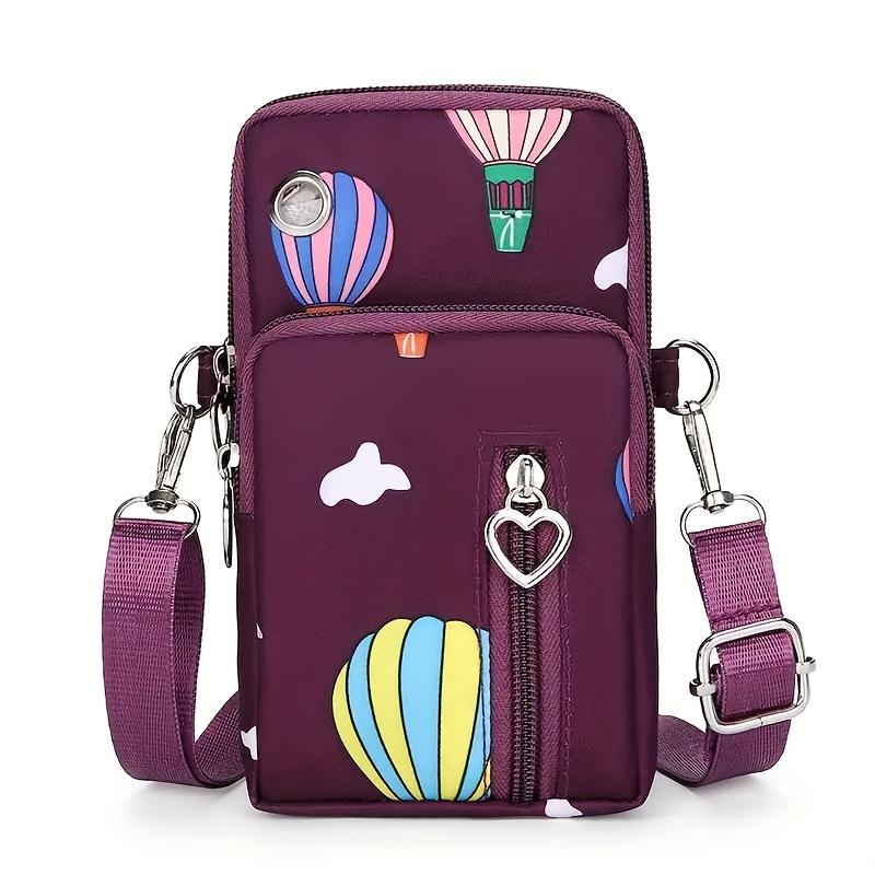 Dámská crossbody taštička, nastavitelný popruh, běžecká taška na ruku, peněženka na telefon s mnoha kapsami se zipem se srdíčkem