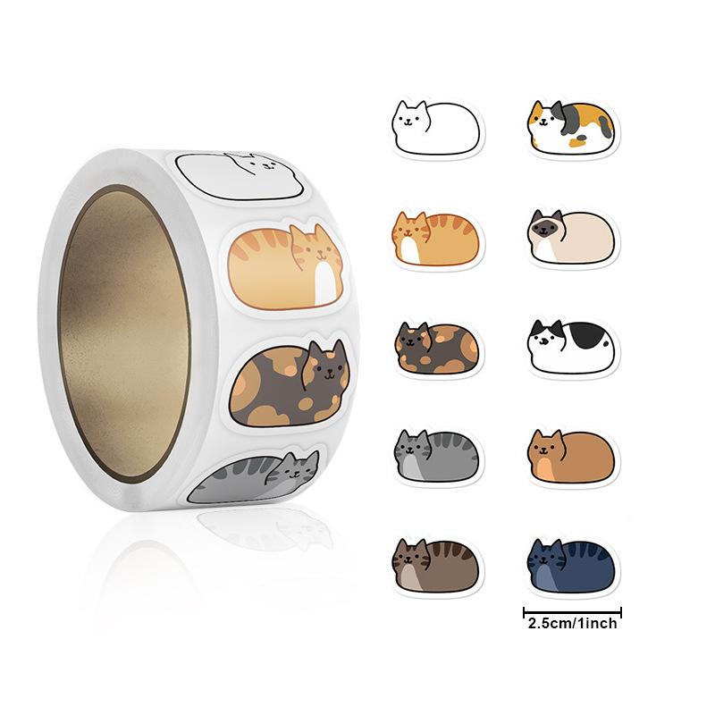 

Cute Kitty Sticker Roll (500 Sheets) Decals for Planner Decoration, Envelope Sealing & Aesthetic Notebook Crafts