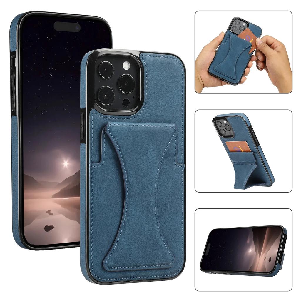 High Quality PU Leather Protective Credit Card Slots Foldable Kickstand Phone Case for iPhone 16 Pro Max 15 Plus 14 13 12 11