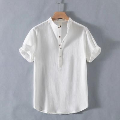 Camisa de Manga Corta para Hombre Nueva Verano 2025 Moda Casual Suelta Cómoda Color Sólido Cárdigan Solapa Playa Camisa de Manga Corta para Hombre