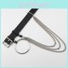 Fashionable Black Waist Belt With Circular Ring And Chain Tassel For Men And Women Fashion Accessory