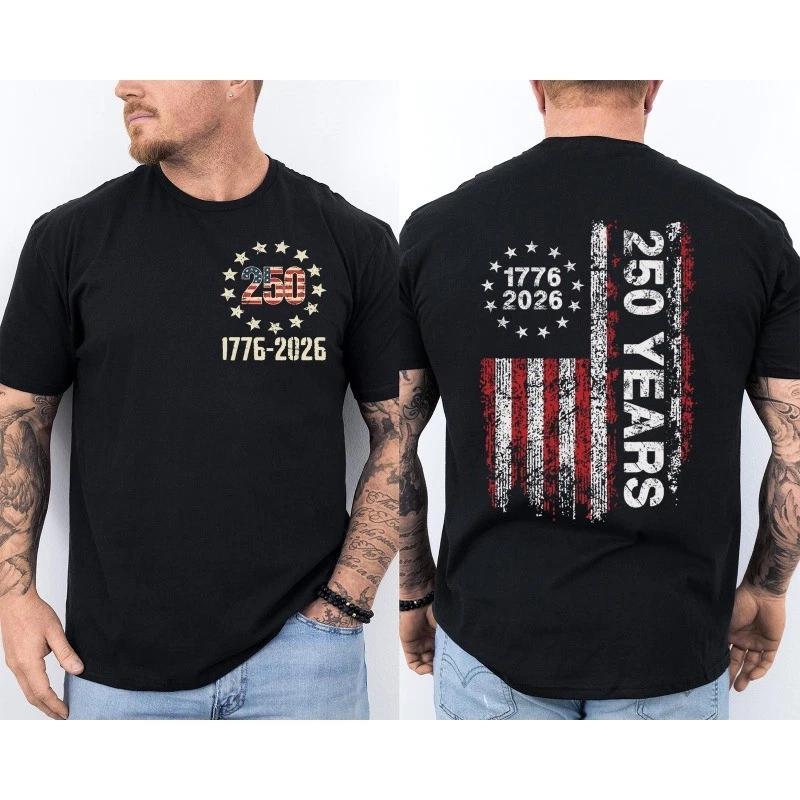 250 Years Of Independence America 250th Years Anniversary Front & Back T-Shirt XXXL