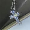 Exquisite 925 Silver Necklace Jewelry Women Wedding Fashion Cross CZ Crystal Zircon Stone Pendant Necklace Christmas Gift