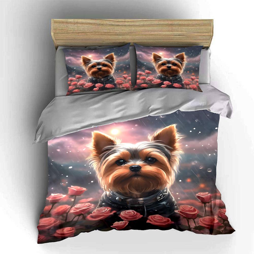 Romantic Dog Rose Set Multiple sizes kid's and adults' bedroom Exquisite 3PC bedding set, gift