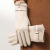 New Leather Gloves Women's Winter Warm Fleece Thickened Touch Screen Winter Driving Finger Gloves