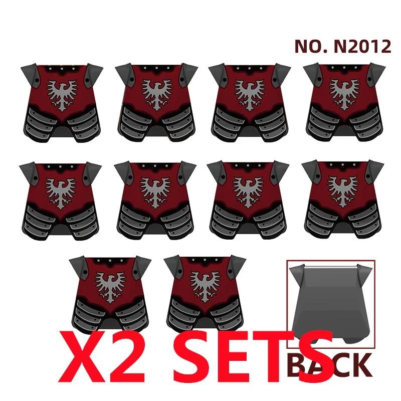 MOC Medieval Red Lion Black Eagle Castle Soldier Knight Horse Mount Building Block Military Figure Vest Armor Flag Toy Gift B036