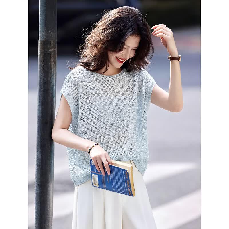 Women's Summer Knit Hollow Sleeveless Top