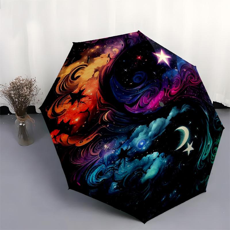 1pc Cosmic Yin Yang Swirls Umbrella with Plastic Handle,Suitable for All Seasons Home Travel Outdoor UmbrellaDD1665