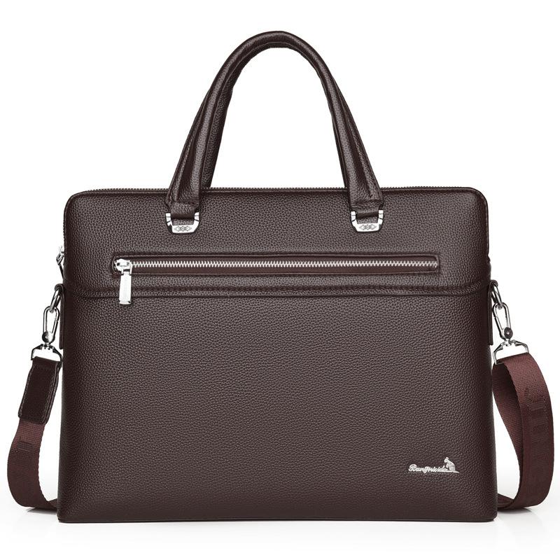 

TS JYL laptop bag,Large Business Handbag Men Briefcase Soft Leather A4 Shoulder Crossbody 14 inches коричневий