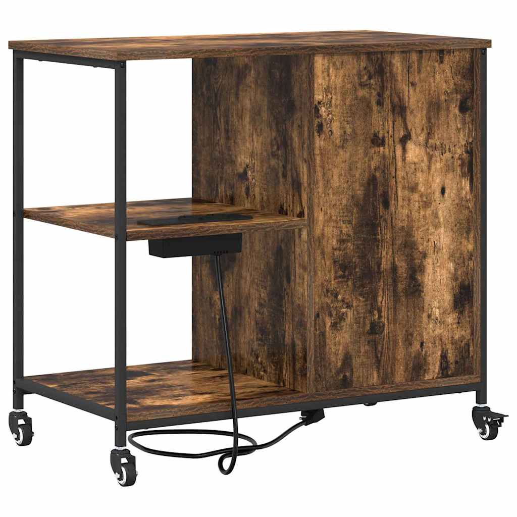 Cabinet with Charging Station Smoked Oak 76 x 41 x 72 cm