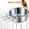 Bird Feeding Dish Screw On Cupshanging Stainless Steel Parrot Cage Feeder