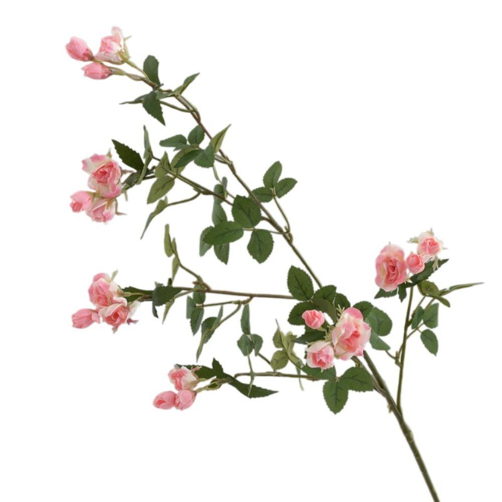 

Реалистичные шелковые мини-розы Пластиковые искусственные цветы Ветка искусственной розы Свадебный декор розовый